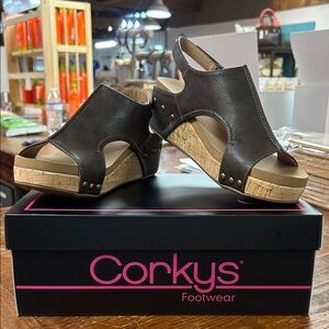 Corkys Chocolate Smooth Brown Volta II Wedges